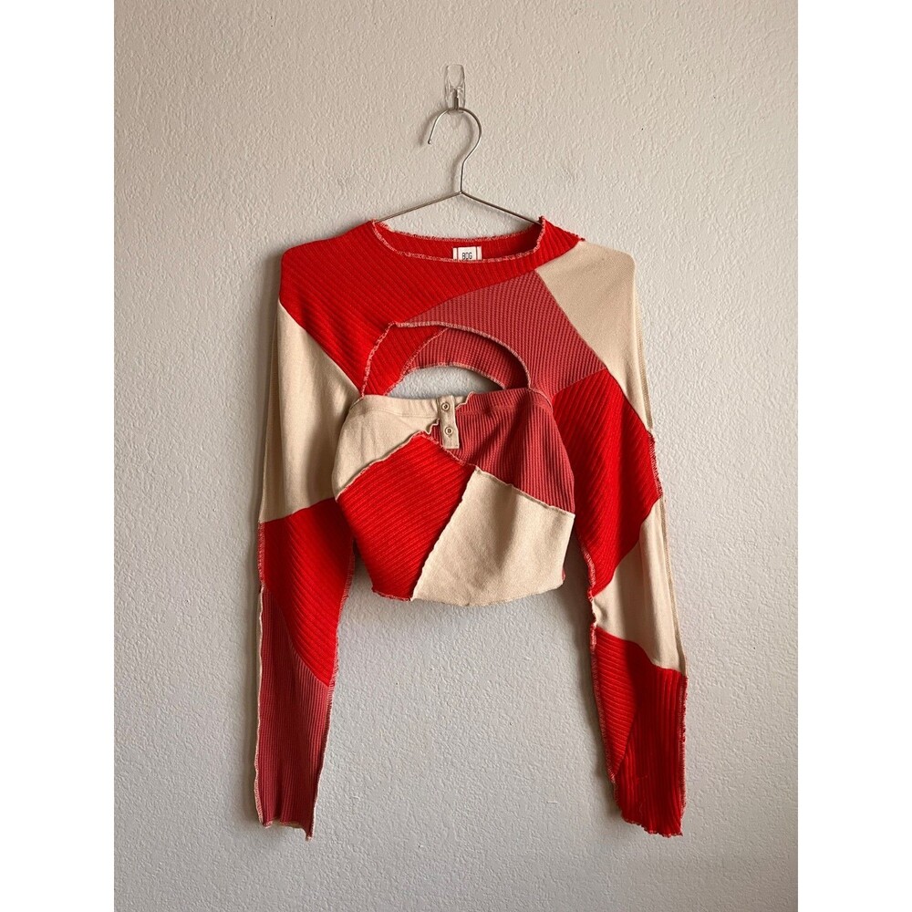 BDG Keke Spliced Top & Shrug Set in Red/Beige Size MEDIUM
